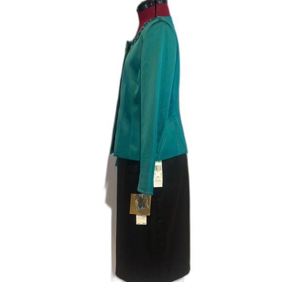 NWT Kasper Skirt Suit Women's Size 6 Teal & Black 2-Piece Set Blazer & Skirt - Picture 11 of 13